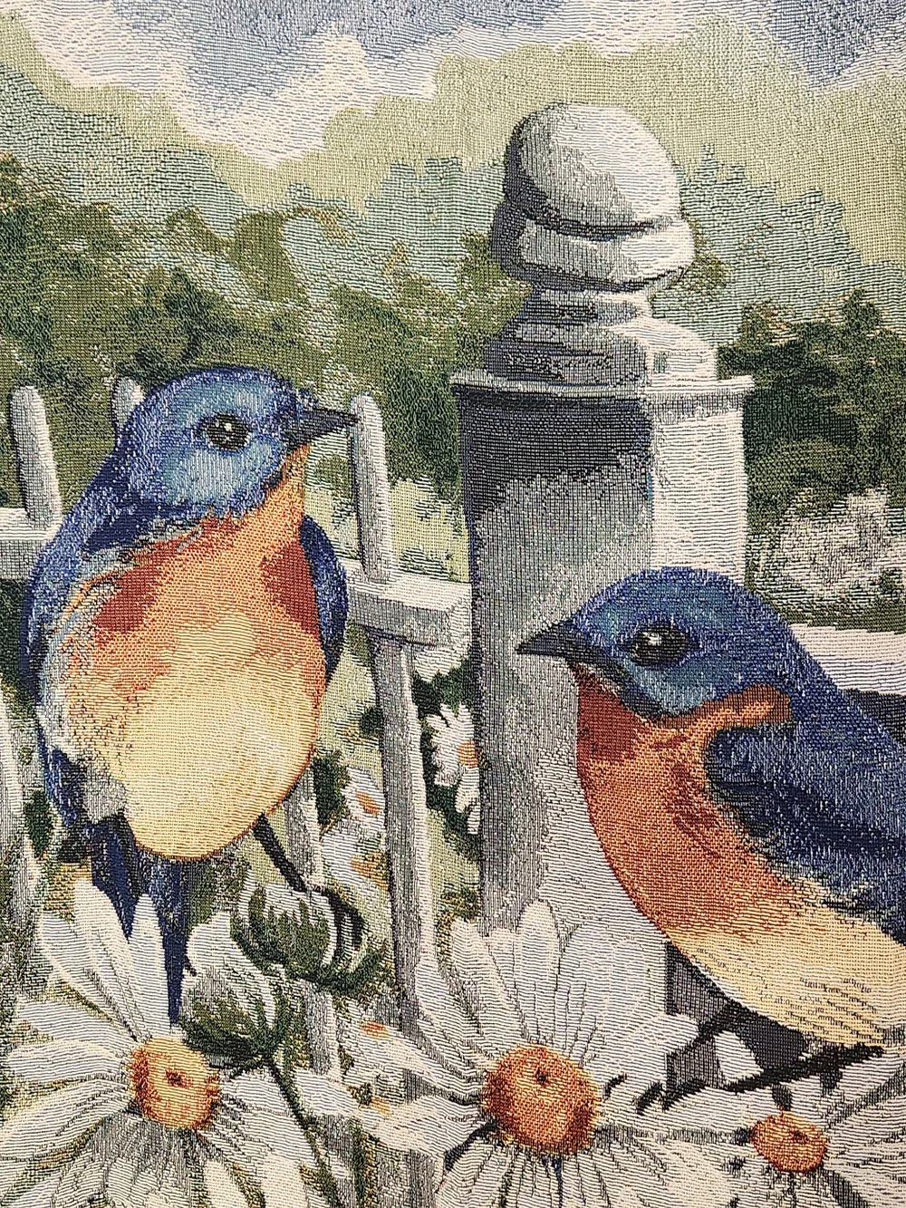 Blue and Orange Songbird Tapestry Wall Art Or Throw Blanket 4x5.